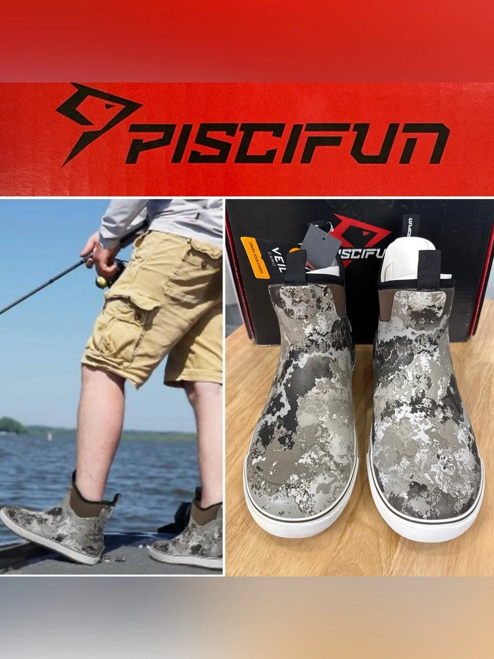 Piscifun Men’s Deck Boots Waterproof Rain Fishing Anti Slip Camo Sz 11 NEW $150